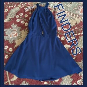 FINDERS ~ Elegant Navy Halter Backless Short Dress Sz
